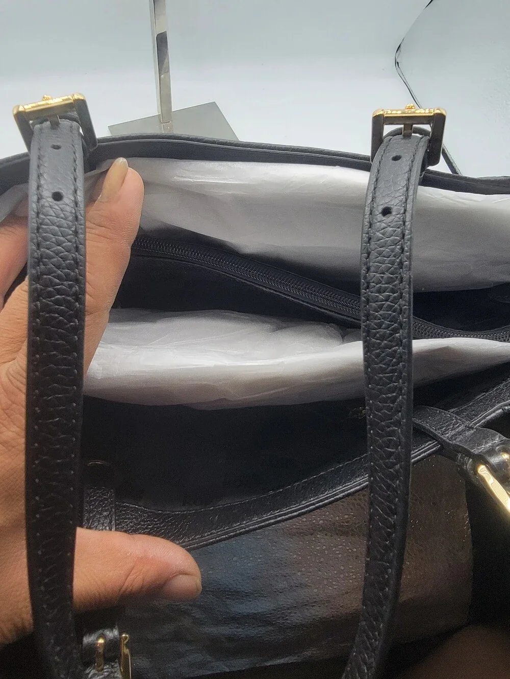 Michael Kors Black Pebbled Leather Tote with Gold Hardware